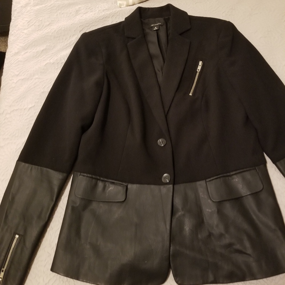 Partial Leather Blazer - image 2